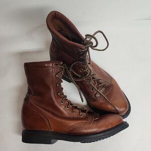 Double -H Vintage Brown Leather Ladies Lacer Lace-up Gorecorp Boots Sz 7.5